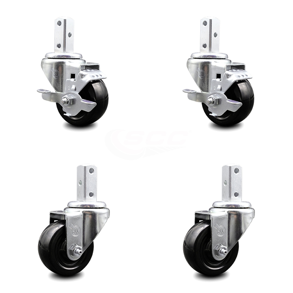 Service Caster 3 Inch Hard Rubber Wheel Swivel 3/4 Inch Square Stem Caster Brakes SCC, 2PK SCC-SQ20S314-HRS-TLB-34-2-S-2